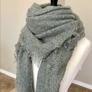 Sage Green Lightweight Fringe Blanket Scarf Wrap